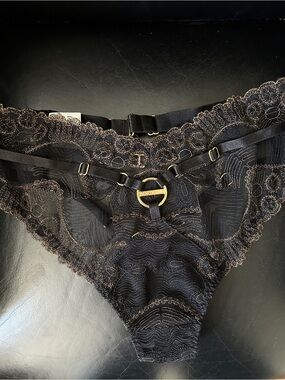 Bordelle Tierra High Waist Thong with Gold Ring Detail